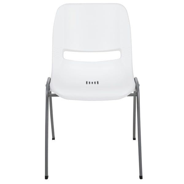 White |#| White Ergonomic Shell Student Stack Chair - Classroom Chair / Office Guest Chair