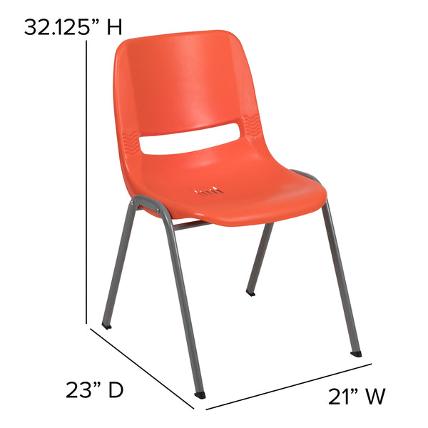 Orange |#| Orange Ergonomic Shell Student Stack Chair - Classroom Chair/Office Guest Chair