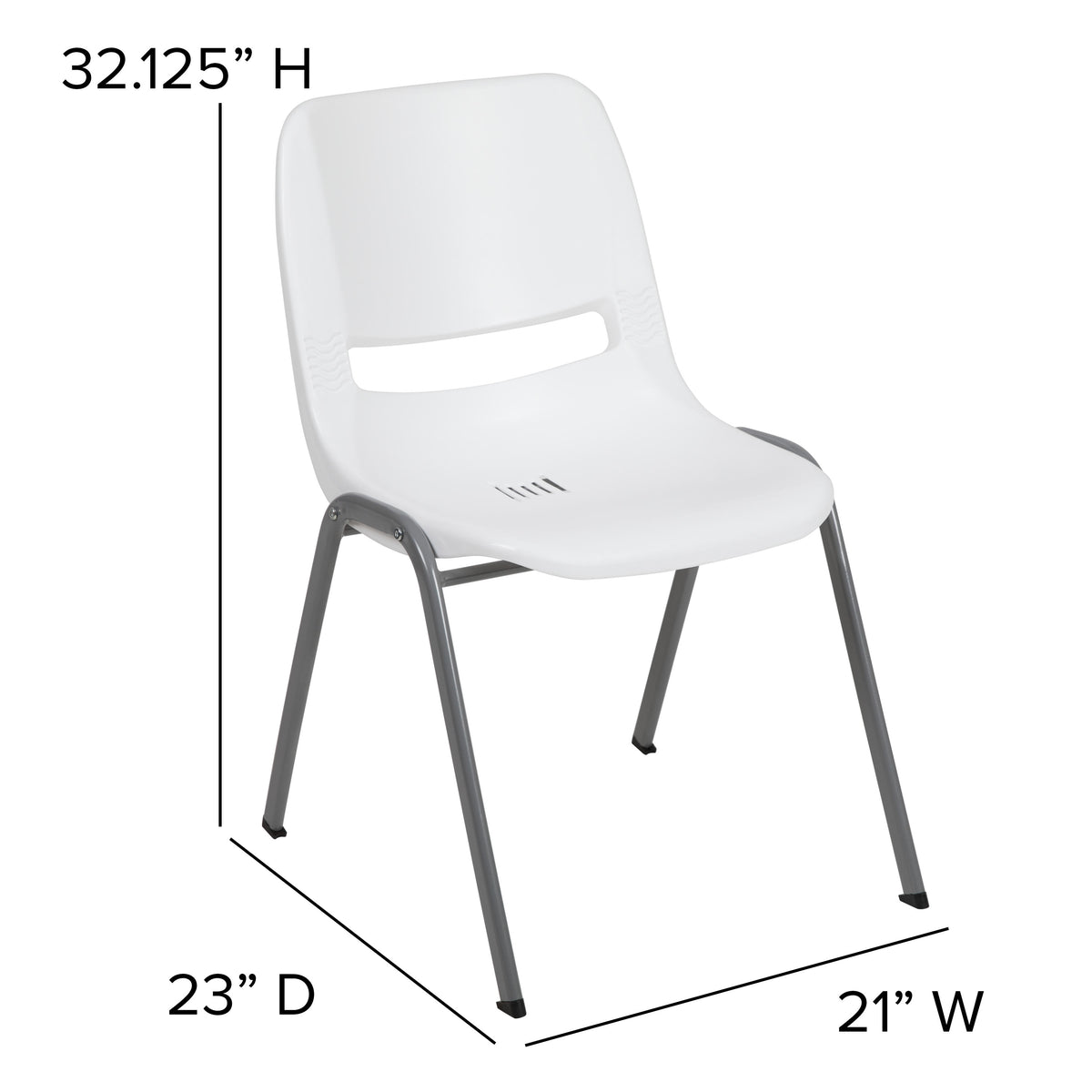 White |#| White Ergonomic Shell Student Stack Chair - Classroom Chair / Office Guest Chair