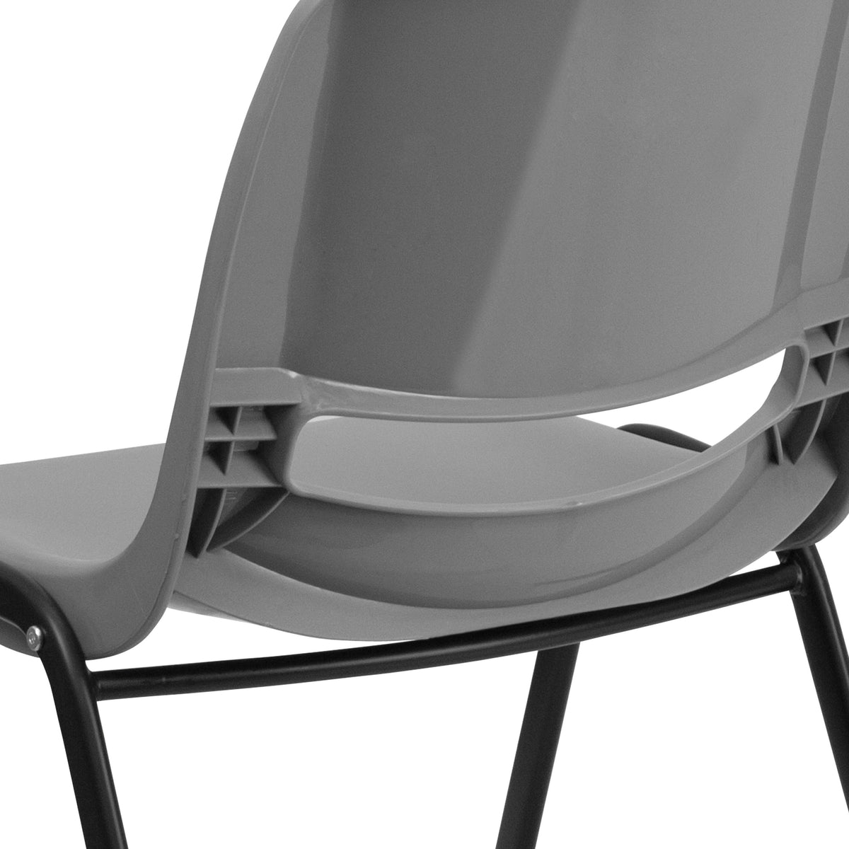 Gray |#| 880 lb. Capacity Gray Ergonomic Shell Stack Chair with Contoured Waterfall Seat