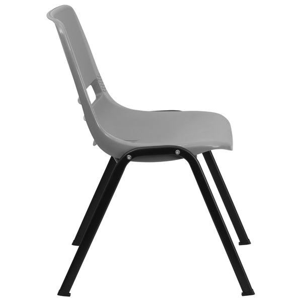 Gray |#| 880 lb. Capacity Gray Ergonomic Shell Stack Chair with Contoured Waterfall Seat