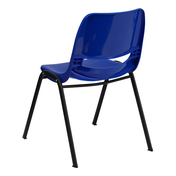 Blue |#| 880 lb. Capacity Blue Ergonomic Shell Stack Chair with Contoured Waterfall Seat