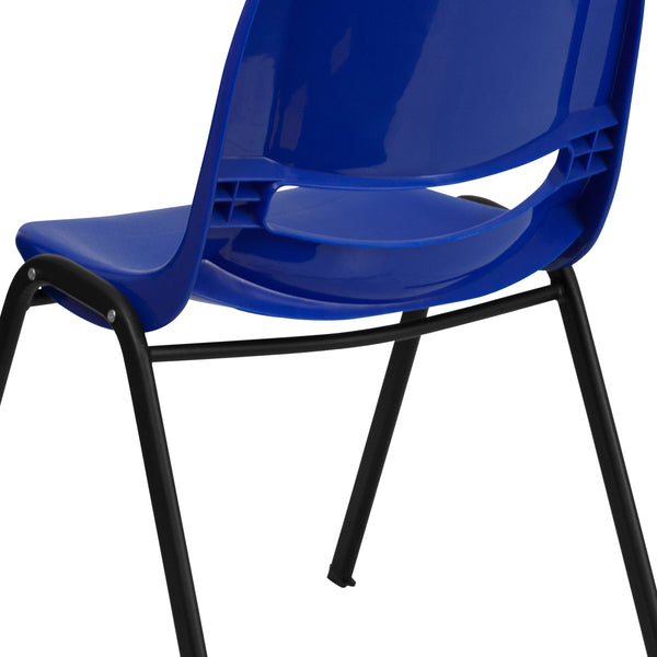 Blue |#| 880 lb. Capacity Blue Ergonomic Shell Stack Chair with Contoured Waterfall Seat