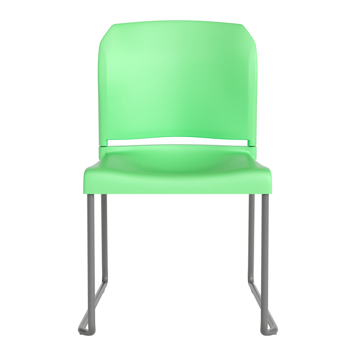 Green |#| 880 lb. Capacity Green Full Back Contoured Stack Chair with Sled Base