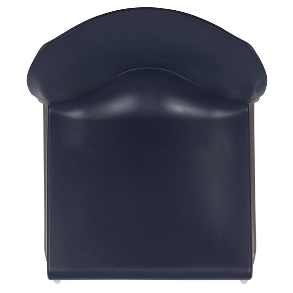 Navy |#| Home and Office Guest Chair Navy Full Back Contoured Sled Base Stack Chair