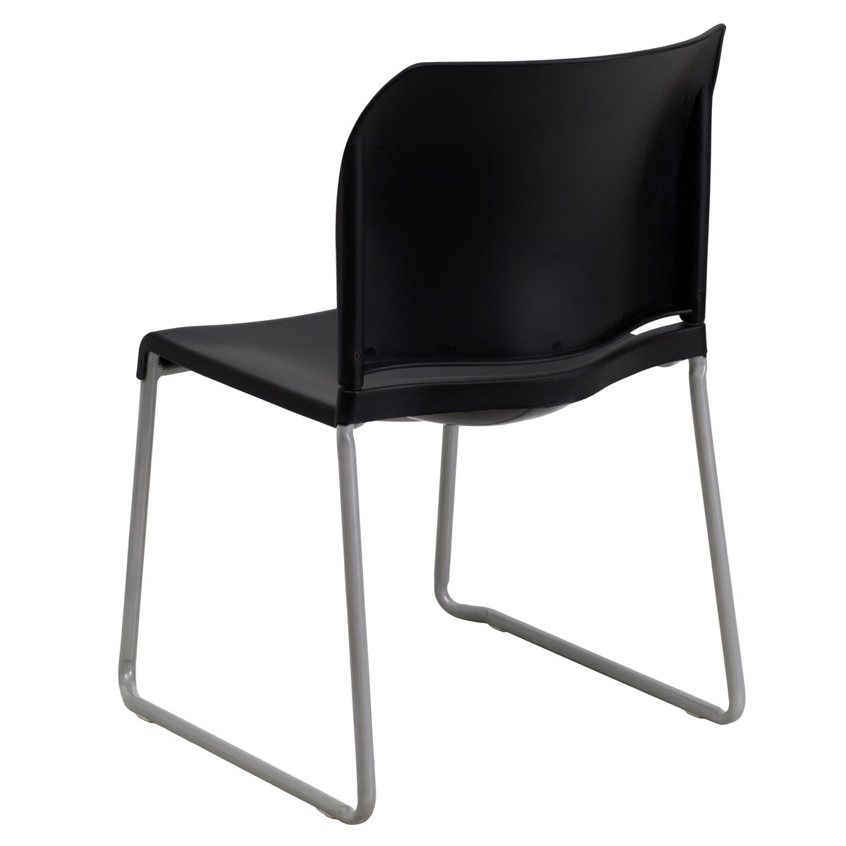 Black |#| 880 lb. Capacity Black Full Back Contoured Stack Chair with Sled Base