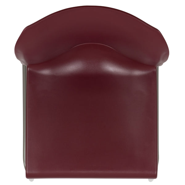 Burgundy |#| Home and Office Guest Chair Burgundy Full Back Contoured Sled Base Stack Chair