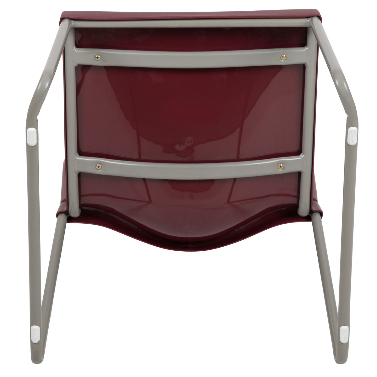 Burgundy |#| Home and Office Guest Chair Burgundy Full Back Contoured Sled Base Stack Chair