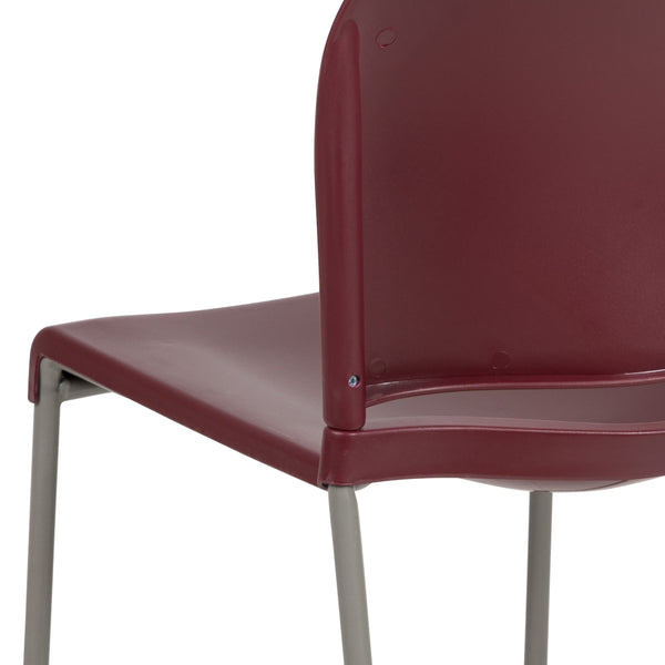 Burgundy |#| Home and Office Guest Chair Burgundy Full Back Contoured Sled Base Stack Chair