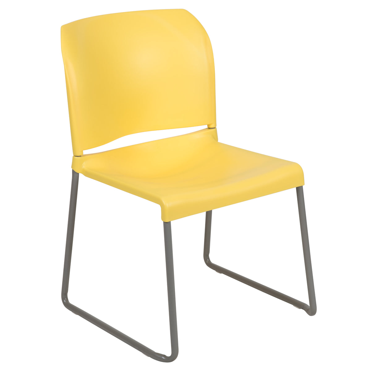 Yellow |#| Home and Office Guest Chair Yellow Full Back Contoured Sled Base Stack Chair