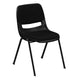 880 lb. Capacity Black Ergonomic Shell Stack Chair with Padded Seat and Back