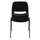 880 lb. Capacity Black Ergonomic Shell Stack Chair with Padded Seat and Back