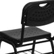 880 lb. Capacity Black Plastic Chair with Black Frame and Book Basket