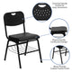 880 lb. Capacity Black Plastic Chair with Black Frame and Book Basket