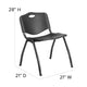 880 lb. Capacity Black Industrial Plastic Stack Chair with Carrying Handle