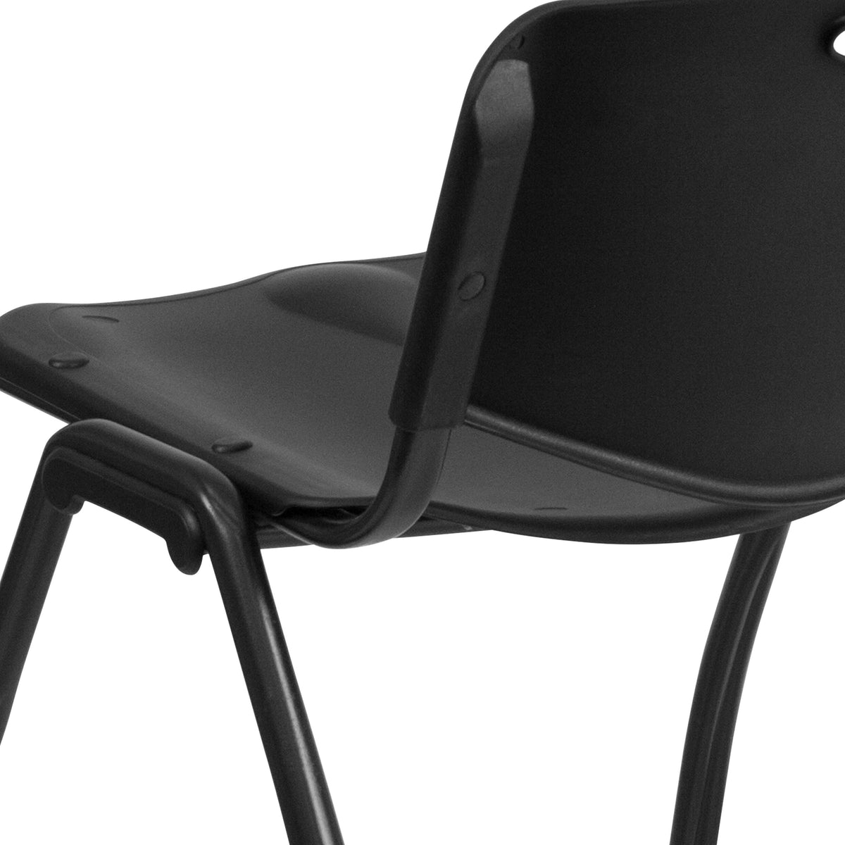 880 lb. Capacity Black Industrial Plastic Stack Chair with Carrying Handle