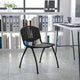 880 lb. Capacity Black Plastic Stack Chair with Oval Cutout Back and Black Frame