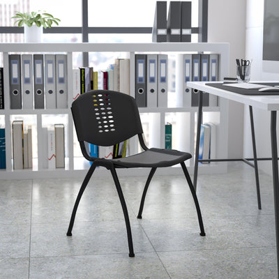 HERCULES Series 880 lb. Capacity Plastic Stack Chair with Oval Cutout Back - View 2