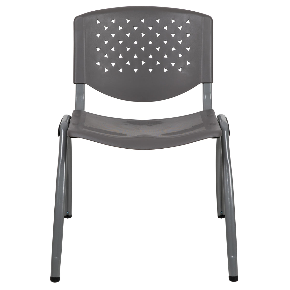 Gray |#| Home and Office Gray Plastic Stack Chair with Perforated Back - Guest Chair