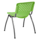 Green |#| 880 lb. Capacity Green Perforated Back Plastic Stack Chair with Gray Frame