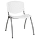 White |#| 880 lb. Capacity White Perforated Back Plastic Stack Chair with Gray Frame