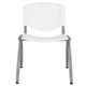 White |#| 880 lb. Capacity White Perforated Back Plastic Stack Chair with Gray Frame
