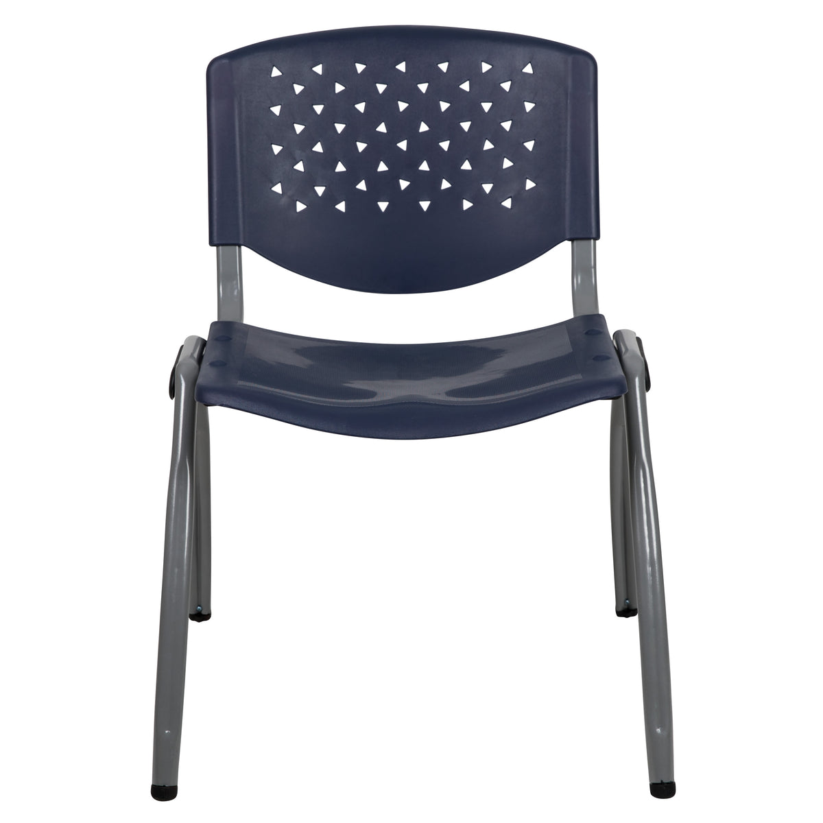 Navy |#| Home and Office Navy Plastic Stack Chair with Perforated Back - Guest Chair