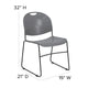 Gray Plastic/Black Frame |#| 880 lb. Capacity Gray Ultra-Compact Stack Chair with Black Frame