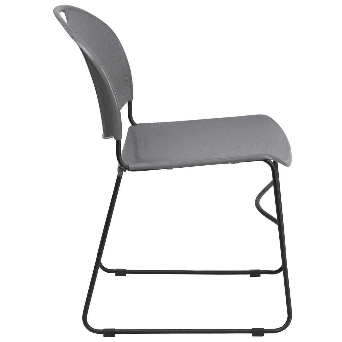 Gray Plastic/Black Frame |#| 880 lb. Capacity Gray Ultra-Compact Stack Chair with Black Frame