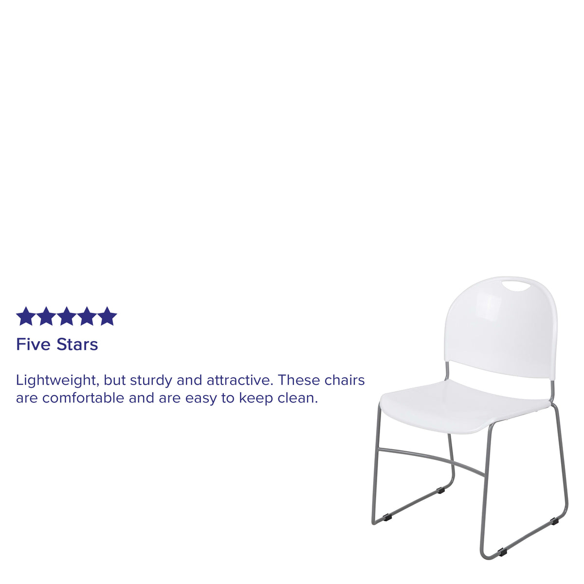 White Plastic/Silver Frame |#| White Ultra-Compact School Stack Chair - Office Guest Chair/Student Chair