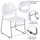 White Plastic/Silver Frame |#| White Ultra-Compact School Stack Chair - Office Guest Chair/Student Chair