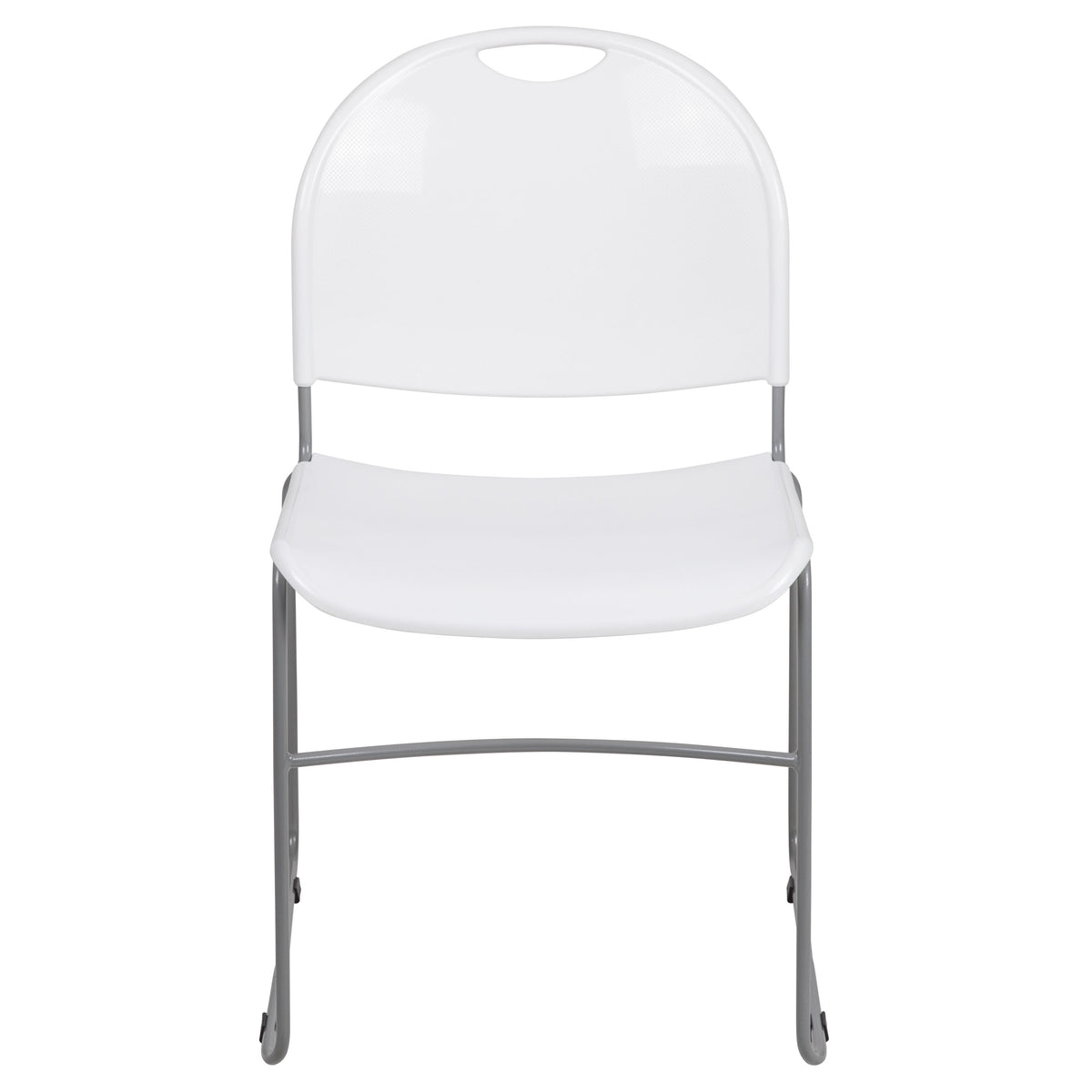 White Plastic/Silver Frame |#| White Ultra-Compact School Stack Chair - Office Guest Chair/Student Chair