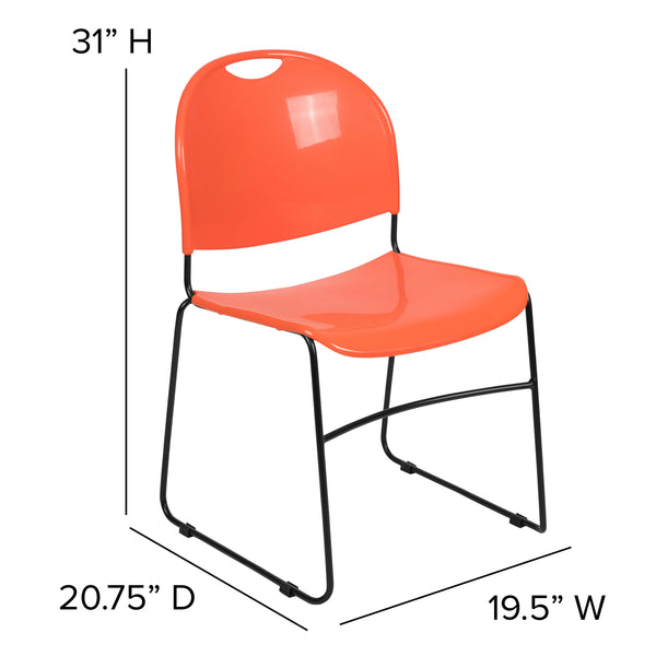 Orange Plastic/Black Frame |#| Orange Ultra-Compact School Stack Chair - Office Guest Chair/Student Chair