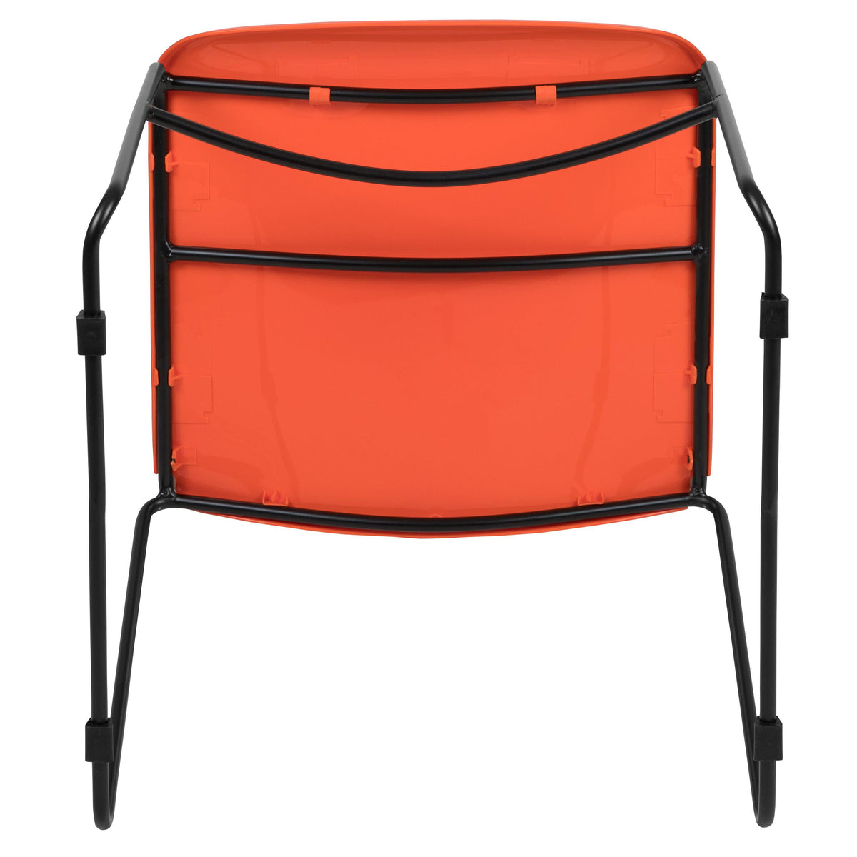 Orange Plastic/Black Frame |#| Orange Ultra-Compact School Stack Chair - Office Guest Chair/Student Chair