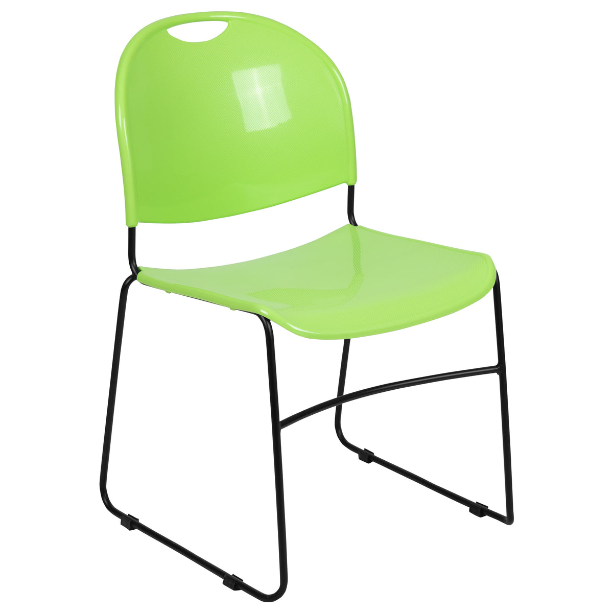 Green Plastic/Black Frame |#| Green Ultra-Compact School Stack Chair - Office Guest Chair/Student Chair