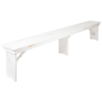 HERCULES Series 8' x 12'' Solid Pine Folding Farm Bench with 3 Legs
