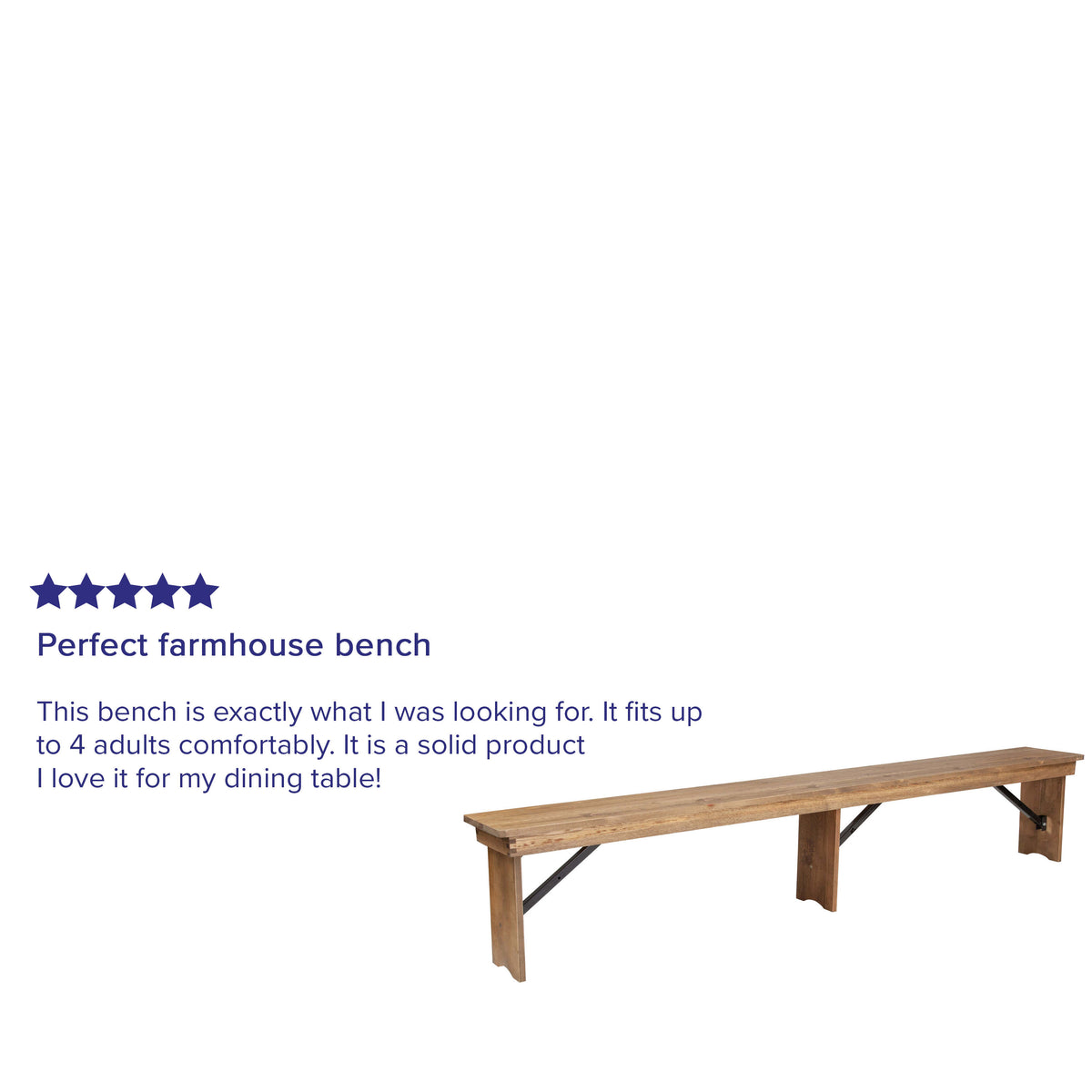 Antique Rustic |#| 8' x 12inch Antique Rustic Solid Pine Folding Farm Bench with 3 Legs