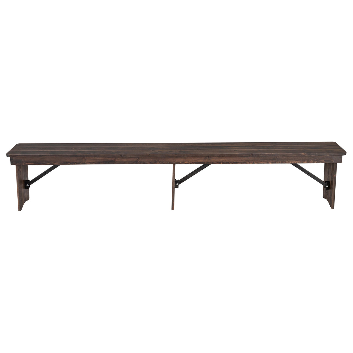 Mahogany |#| 8' x 12inch Solid Pine Folding Farm Bench with 3 Legs in Antique Rustic Mahogany