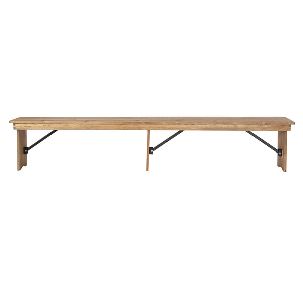 Antique Rustic |#| 8' x 12" Antique Rustic Solid Pine Folding Farm Bench with 3 Legs