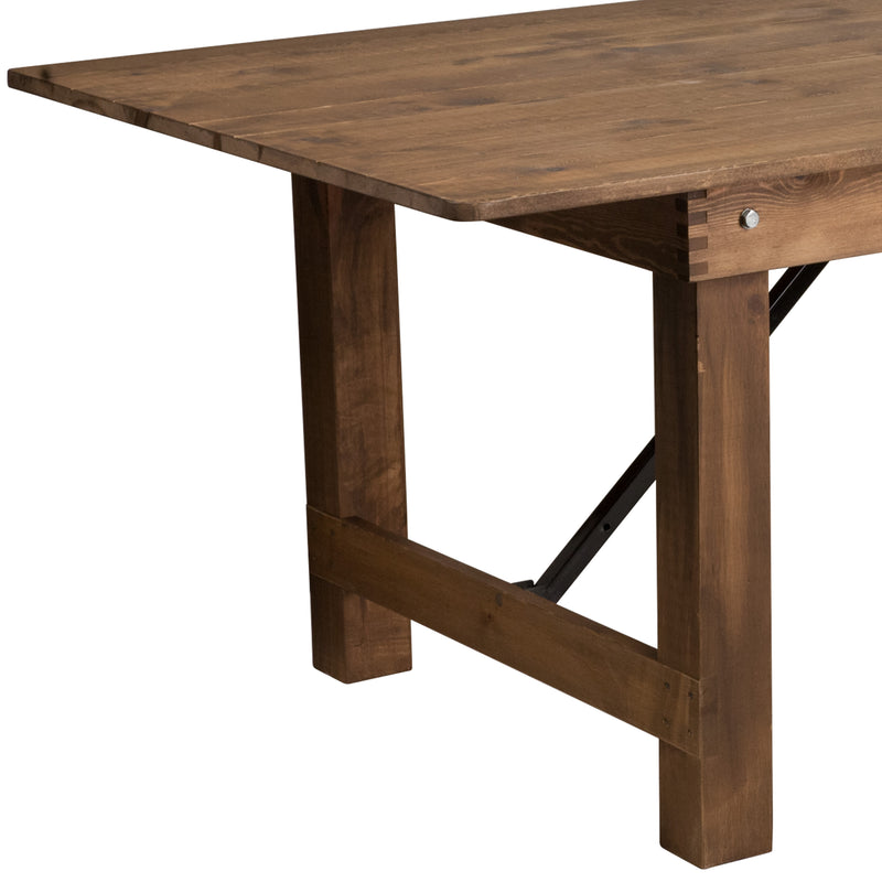 Antique Rustic |#| 8' x 40inch Rectangular Antique Rustic Solid Pine Folding Farm Table