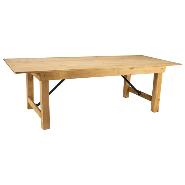 Light Natural |#| 8' x 40" Rectangular Antique Rustic Light Natural Solid Pine Folding Farm Table