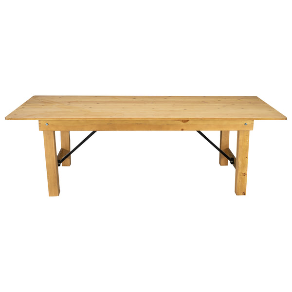 Light Natural |#| 8' x 40" Rectangular Antique Rustic Light Natural Solid Pine Folding Farm Table
