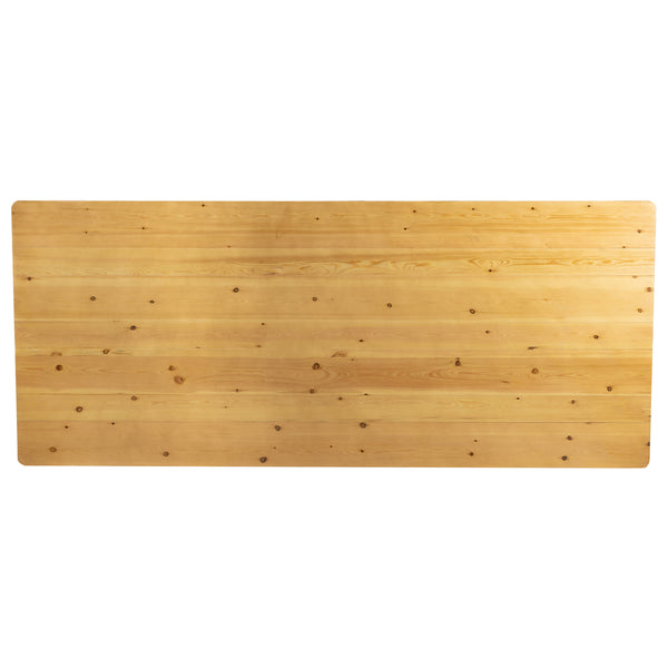 Light Natural |#| 8' x 40" Rectangular Antique Rustic Light Natural Solid Pine Folding Farm Table