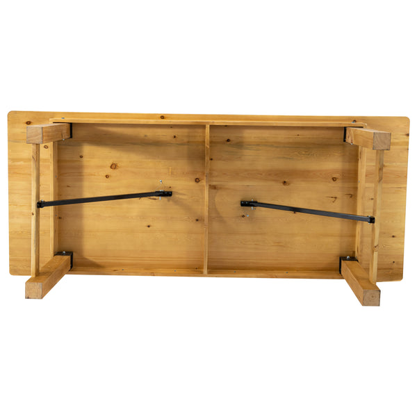 Light Natural |#| 8' x 40" Rectangular Antique Rustic Light Natural Solid Pine Folding Farm Table