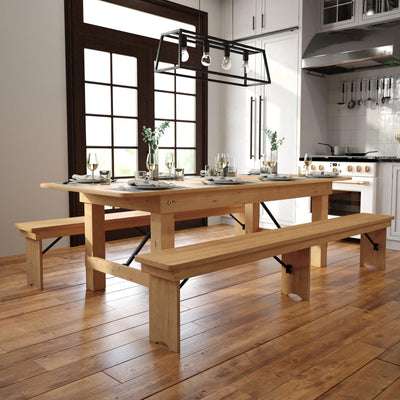 HERCULES Series 8' x 40" Solid Pine Folding Farm Table - View 2
