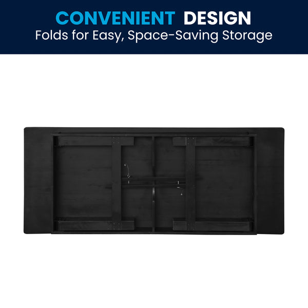 Black Wash |#| 8' x 40" Rectangular Rustic Solid Pine Farmhouse Folding Table in Black Wash
