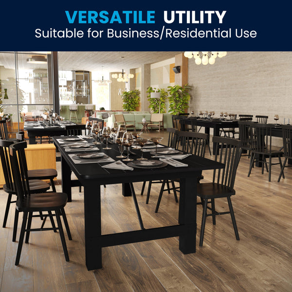 Black Wash |#| 8' x 40" Rectangular Rustic Solid Pine Farmhouse Folding Table in Black Wash