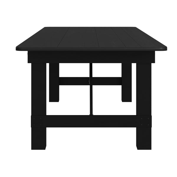 Black Wash |#| 8' x 40" Rectangular Rustic Solid Pine Farmhouse Folding Table in Black Wash