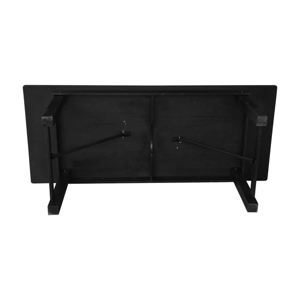 Black Wash |#| 8' x 40" Rectangular Rustic Solid Pine Farmhouse Folding Table in Black Wash