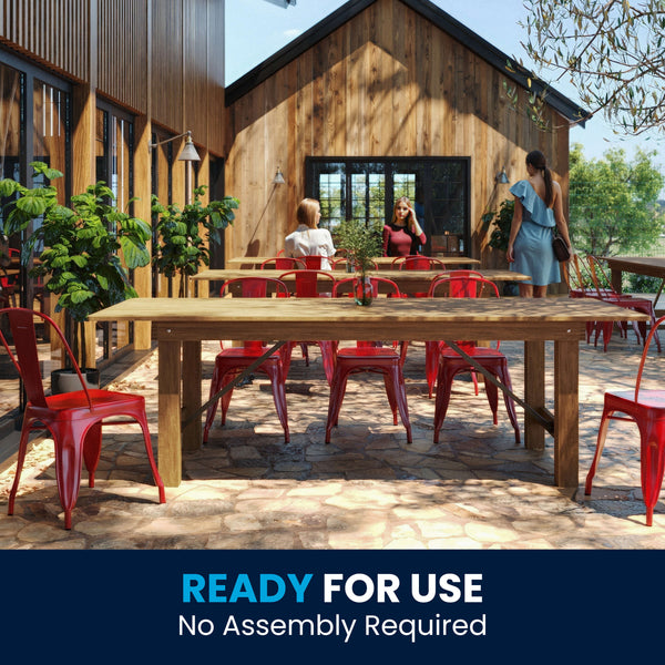 Antique Rustic |#| 8' x 40" Rectangular Antique Rustic Solid Pine Folding Farm Table